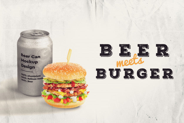 Burger And Beer Mock-Up Psd