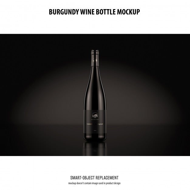 Burgundy Wine Bottle Mockup Psd