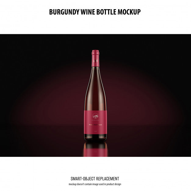 Burgundy Wine Bottle Mockup Psd