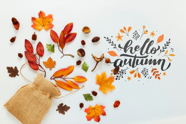 Burlap Sack With Dried Leaves Psd