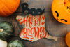 Burned Paper Mockup With Halloween Concept And Pumpkins Psd