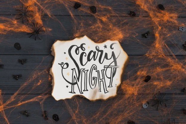 Burned Paper Mockup With Halloween Concept Psd