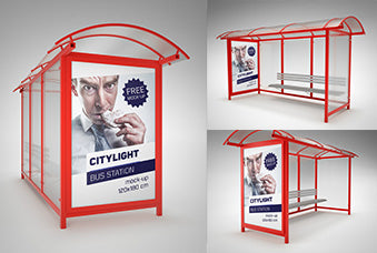 Bus Station Citylight Mockup