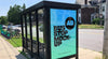 Bus Stop Advertising Signage On Sidewalk Mockup Psd