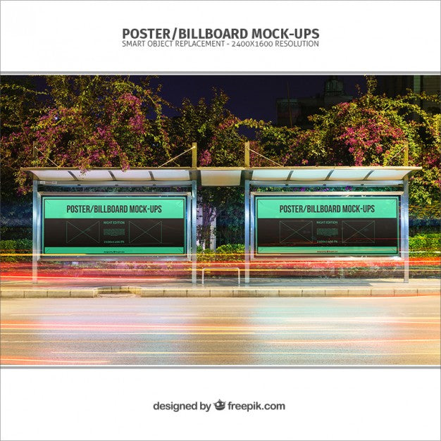 Bus Stop Posters Mockup Psd