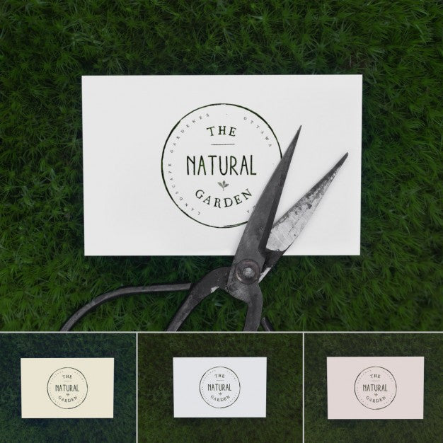 Business Card Above Grass Mock Up Psd