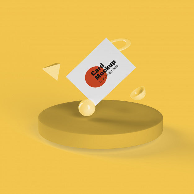 Business Card Floating With Geometric Shapes Psd