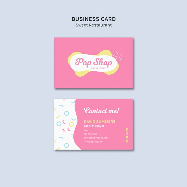 Business Card For Pop Candy Shop Design Psd