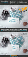 Business Card In Christmas Scenery – Psd Mockup