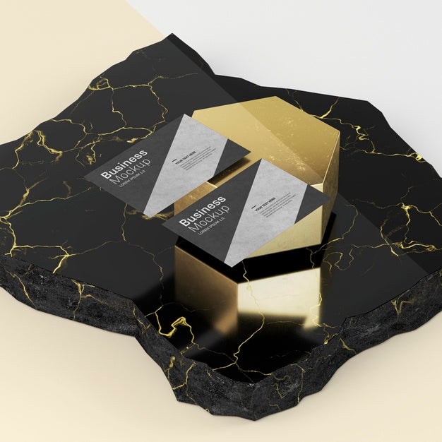 Business Card Mock-Up High View Luxury Marble Psd
