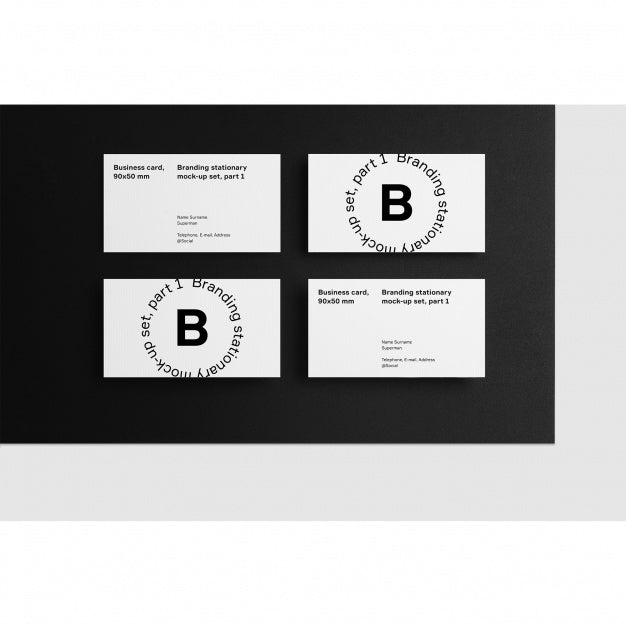 Business Card Mock Up On Black Background Psd