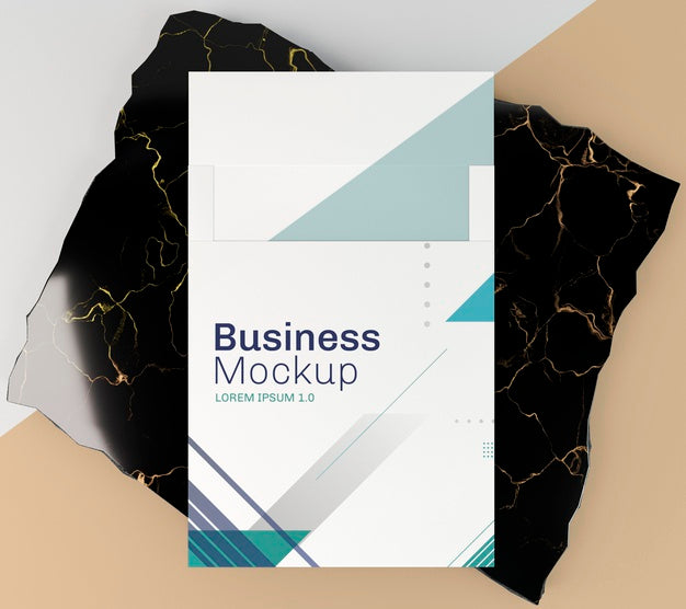 Business Card Mock-Up On Black Marble Psd