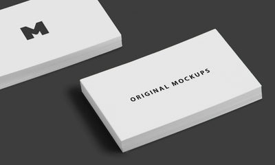 Business Card Mockups with Blue Background