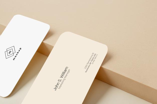 Business Card Mockup Closeup, Front And Back Side Psd