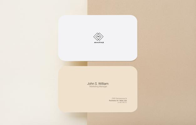 Business Card Mockup, Front And Back Side, Flat Lay Psd