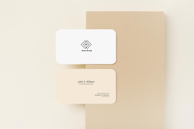 Business Card Mockup, Front And Back Side, Top View Psd