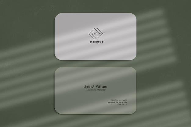 Business Card Mockup, Front And Back Side With Window Shadows Effect Psd