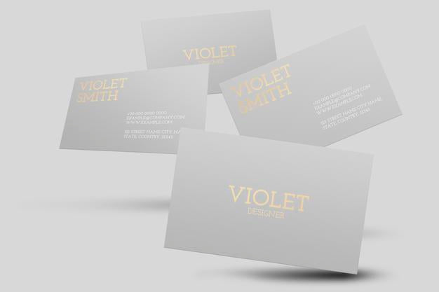 Business Card Mockup In Gray With Front And Rear View Psd