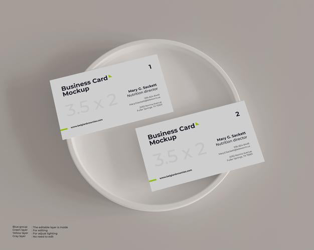 Business Card Mockup On A Plate Psd