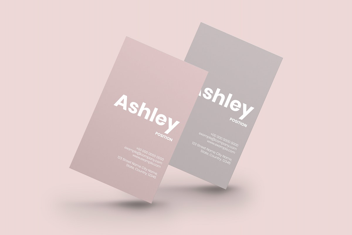 Business Card Mockup Psd In Pink Tone With Front And Rear View