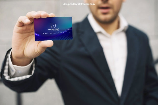 Business Card Mockup With Businessman Psd