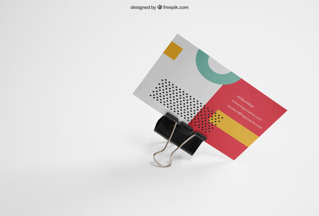 Business Card Mockup With Clamp Psd