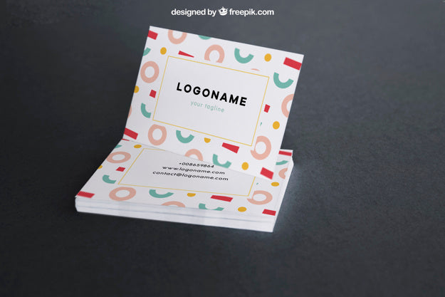 Business Card Mockup With Colorful Shape Psd