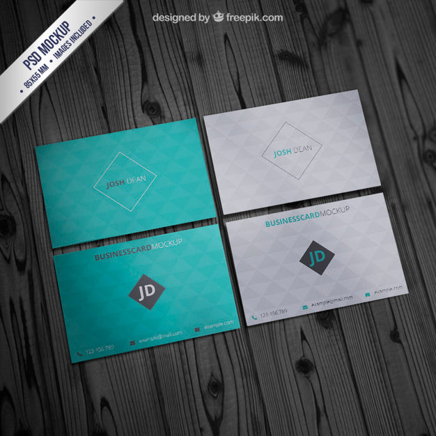Business Card Mockup With Geometric Pattern Psd