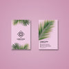 Business Card Mockup With Tropical Leaves Psd