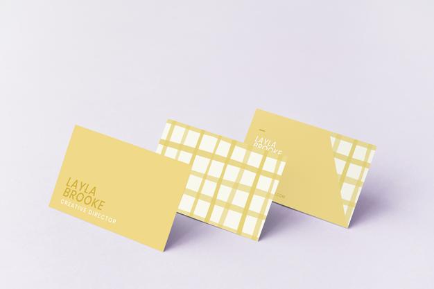 Business Card Mockups In Cute Pastel Pattern Psd
