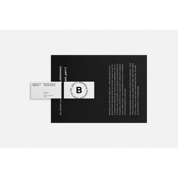 Business Card On Black Brochure Mock Up Psd