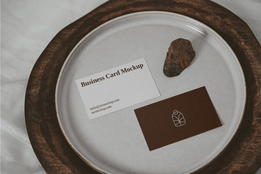 Business Card On Plate Mockup