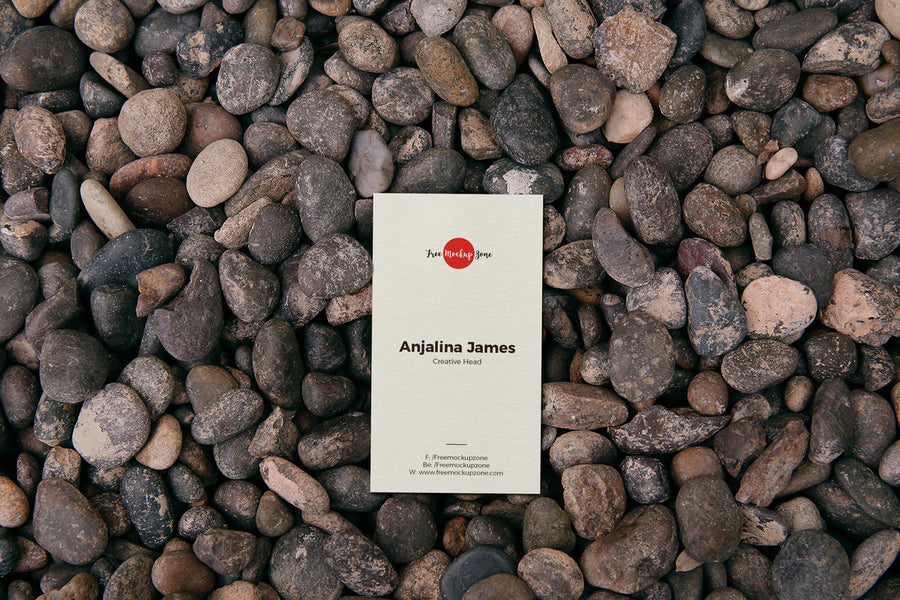 Business Card On Stones Mockup Psd
