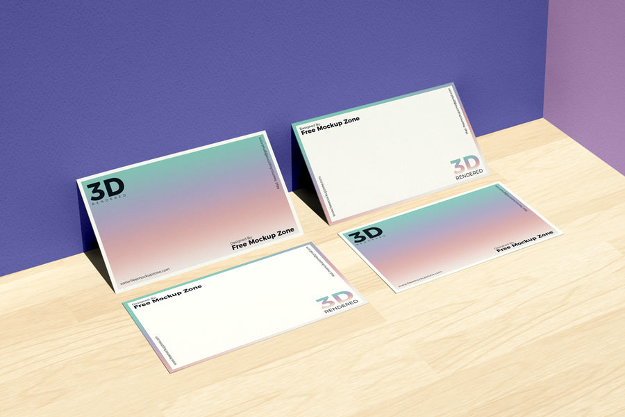 Business Card On Wooden Floor Mockup For Branding