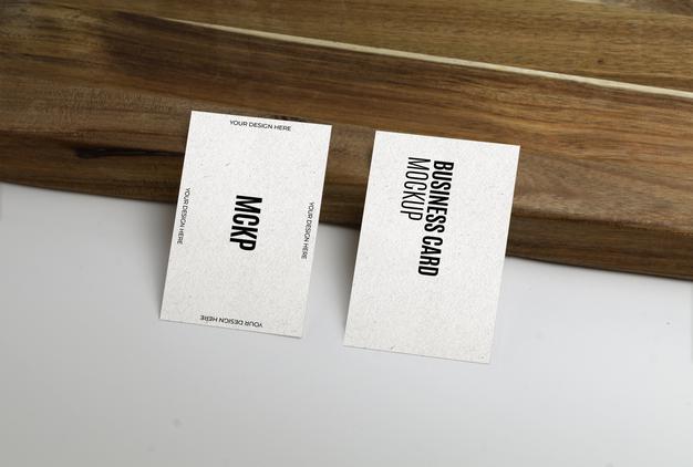 Business Card Over Wood Surface Mockup Psd