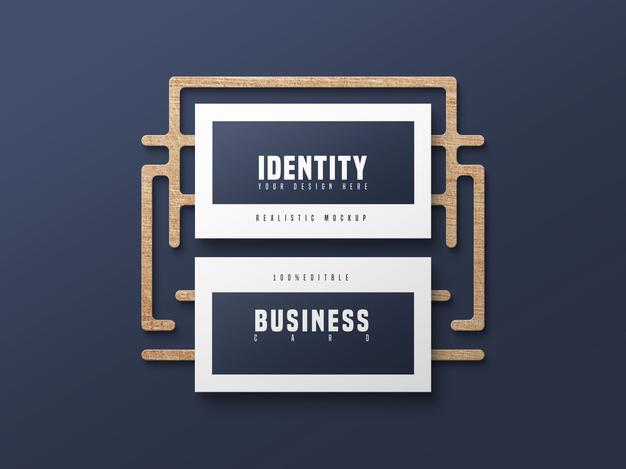 Business Card Psd Mockup With Wood Psd
