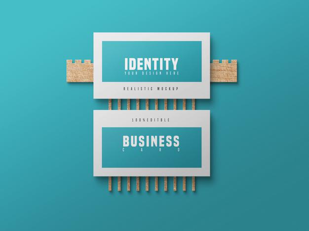 Business Card Psd Mockup With Wood Psd