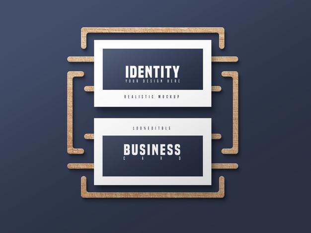 Business Card Psd Mockup With Wood Psd