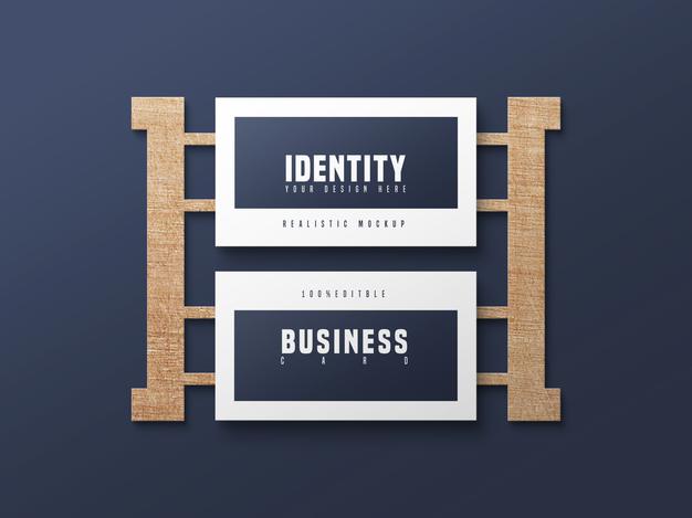 Business Card Psd Mockup With Wood Psd
