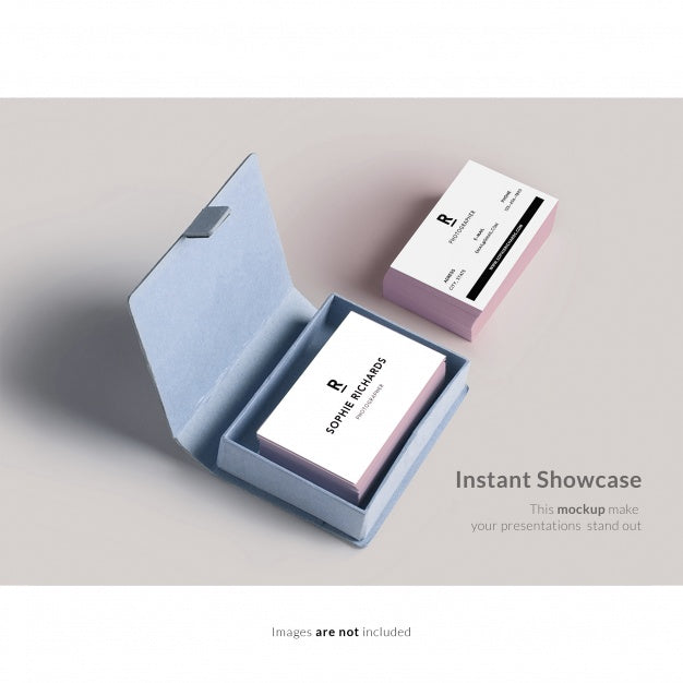 Business Card with a Case or Box Mockup