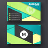 Business Card With Geometric Ribbons Psd