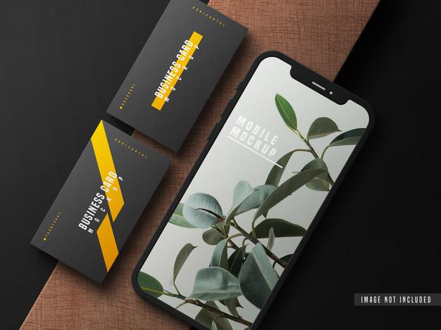 Business Card With Mobile Phone Mockup Psd Psd