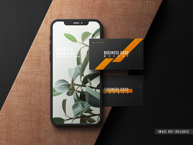 Business Card With Mobile Phone Mockup Psd Psd