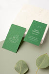 Business Cards Arrangement With Leaves Psd