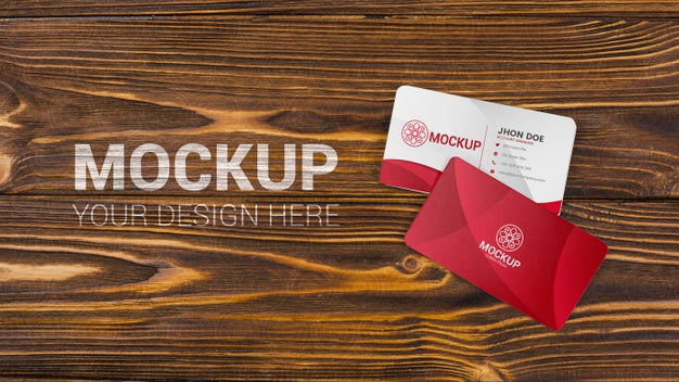 Business Cards Mock-Up On Wooden Background Psd
