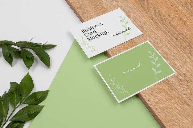 Business Cards Mockup High Angle Psd