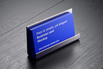 Business Cards On Dark Wood Mockup