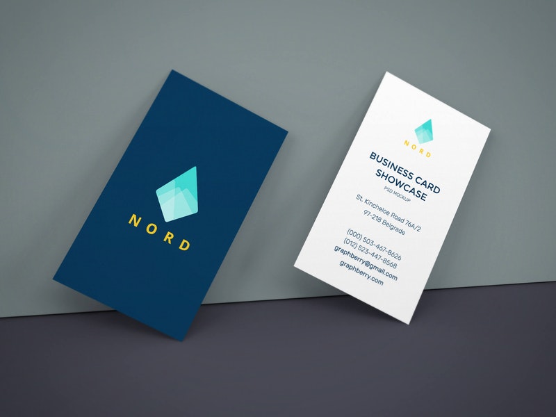 Business Cards On Wall Mockup