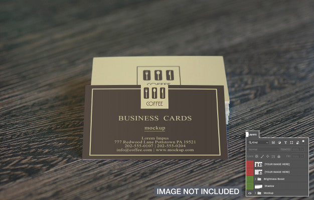 Business Cards On Wooden Desk Mockup Psd