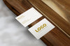 Business Cards Over Wood Surface Mockup Psd